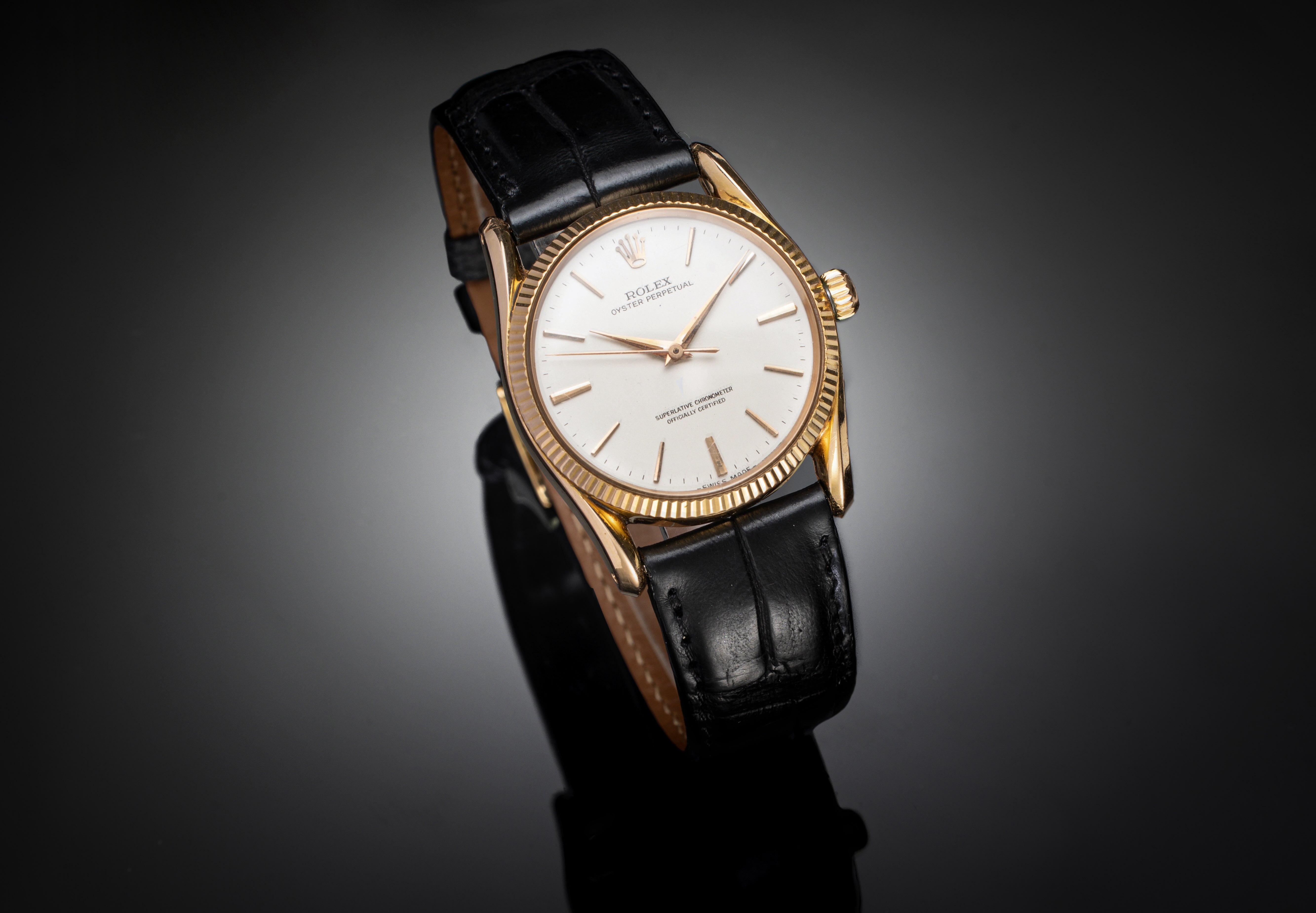 Montre Rolex Oyster Perpetual or jaune vintage (circa 1965)