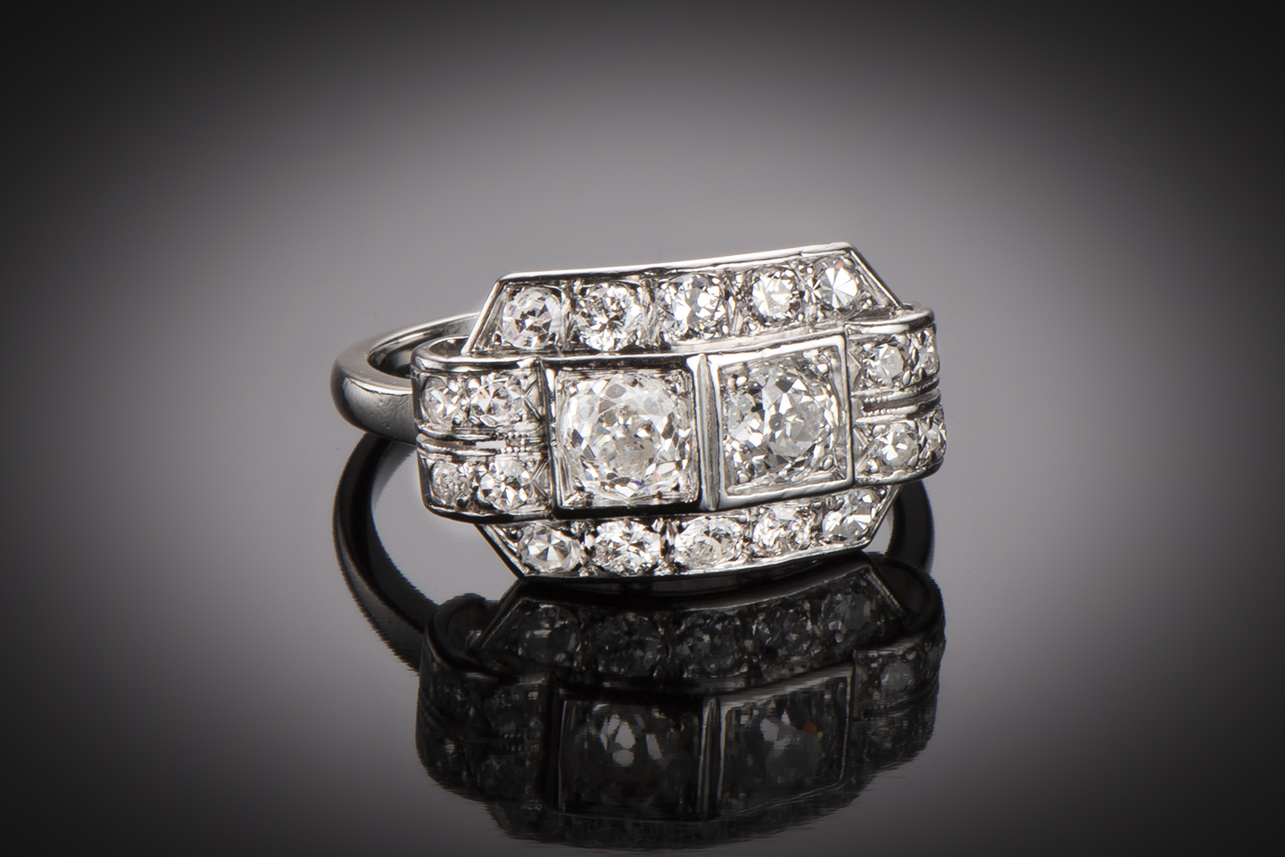 Bague diamants Art Déco en platine-2