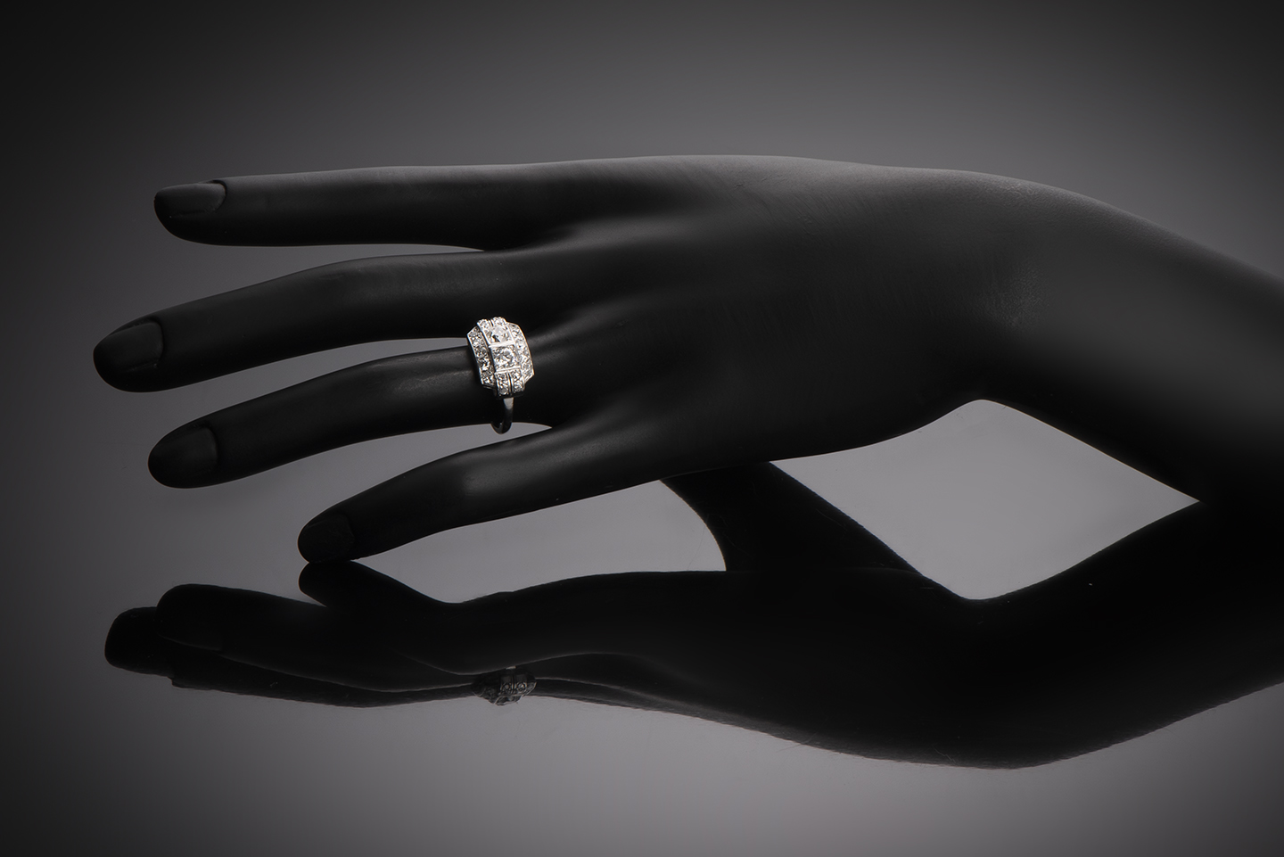 Bague diamants Art Déco en platine-3