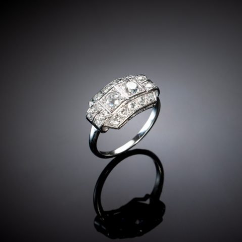 Bague diamants Art Déco en platine