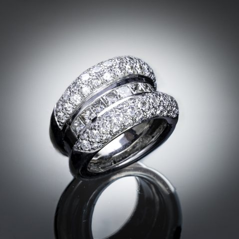 Importante bague diamants brillant et princesse (3,50 carats)