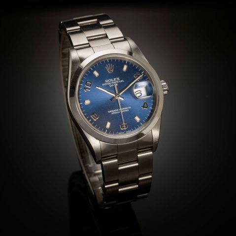 Montre Rolex Oyster Perpetual Date cadran bleu