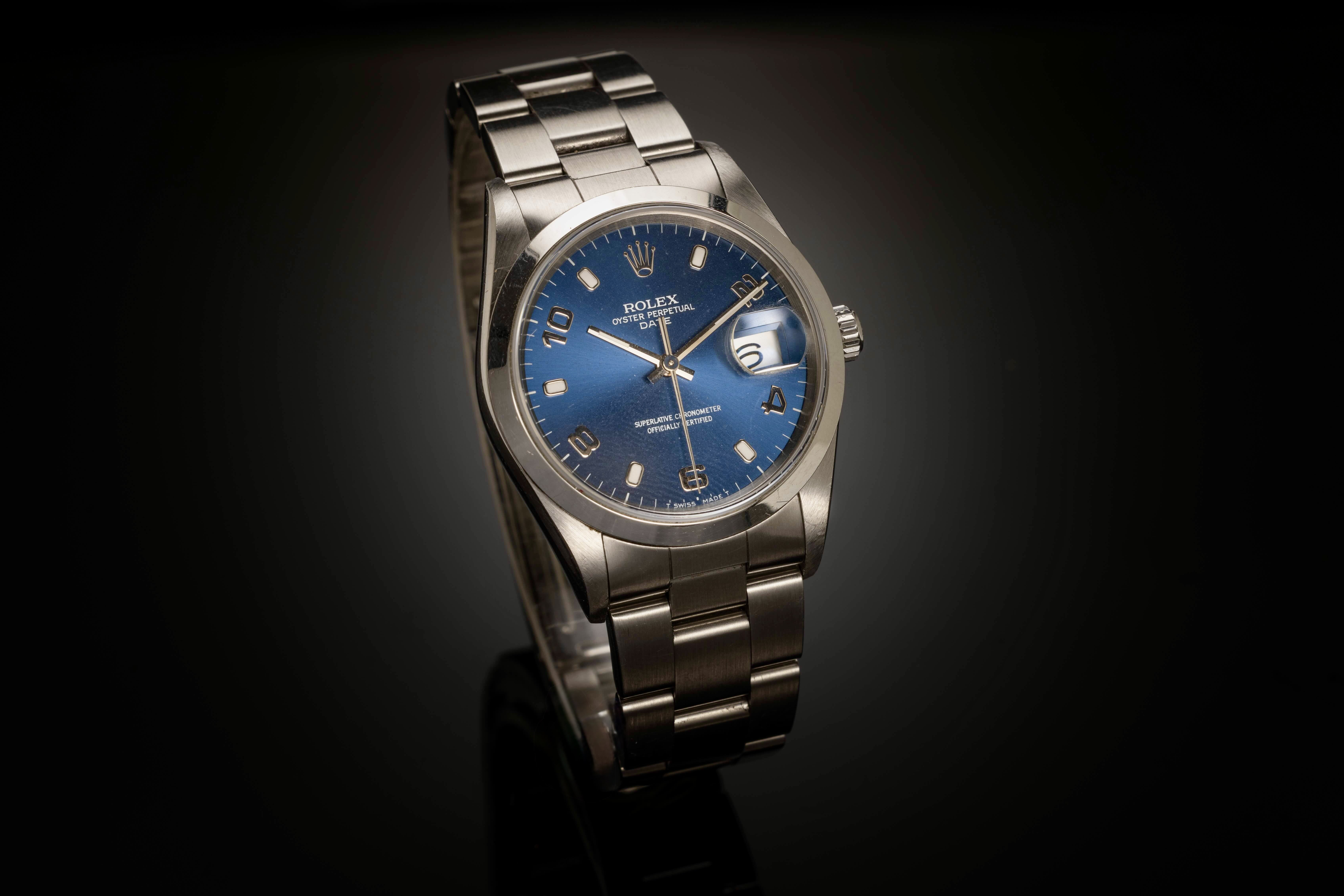 Montre Rolex Oyster Perpetual Date cadran bleu-1