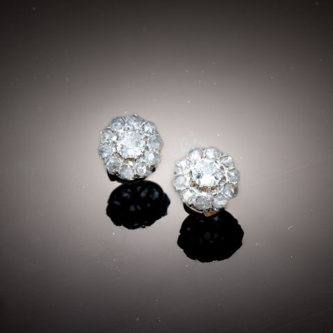 Boucles d’oreilles fin XIXe siècle diamants