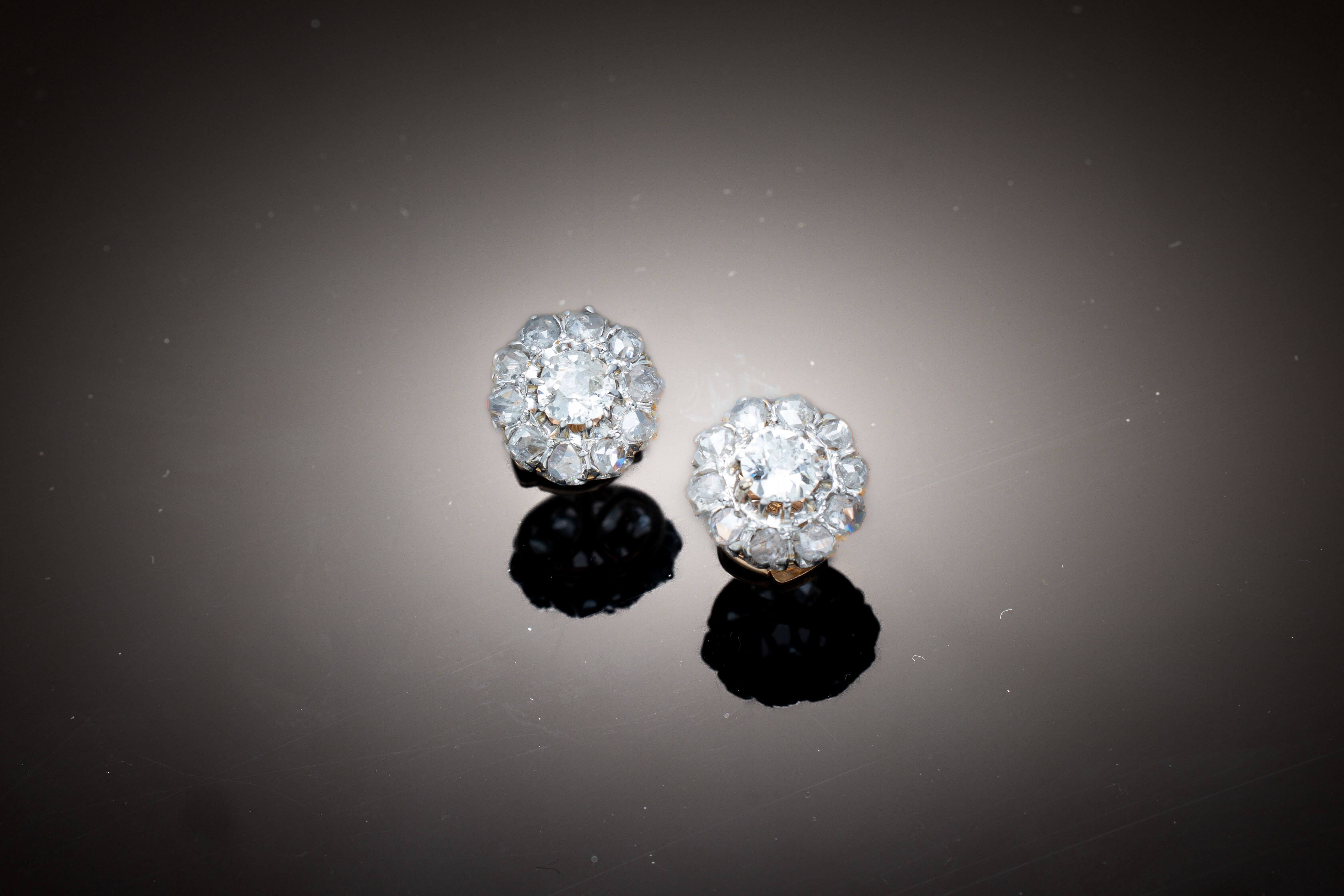 Boucles d’oreilles fin XIXe siècle diamants-1