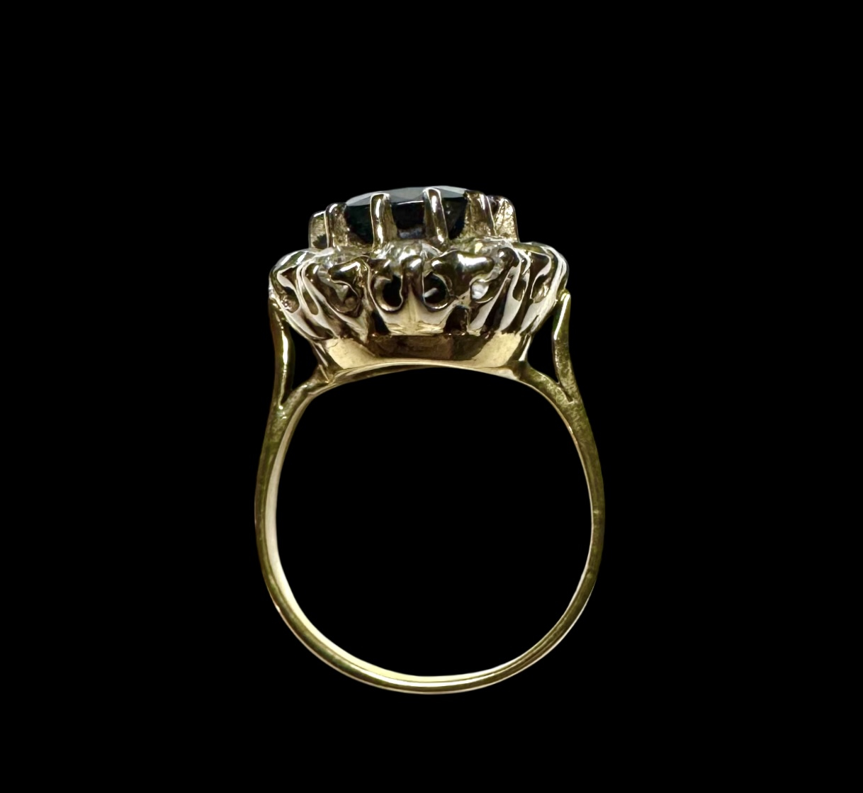 Bague saphir bleu profond non chauffé de 3,87 carats (certificat laboratoire) et diamants taille ancienne (1,60 carat) Robert Algranate début XXe siècle-2