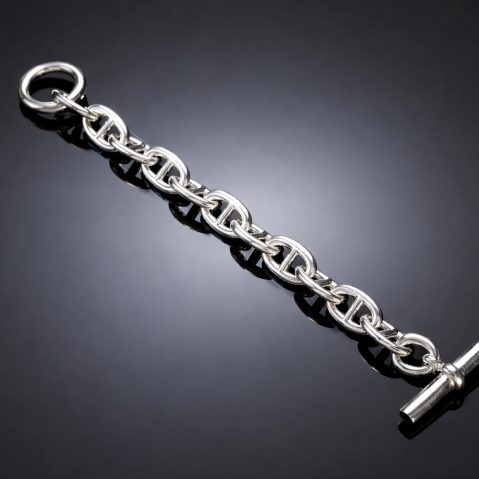 Bracelet Hermès chaîne d’ancre en argent grand modèle – 100,69 grammes – 22 cm