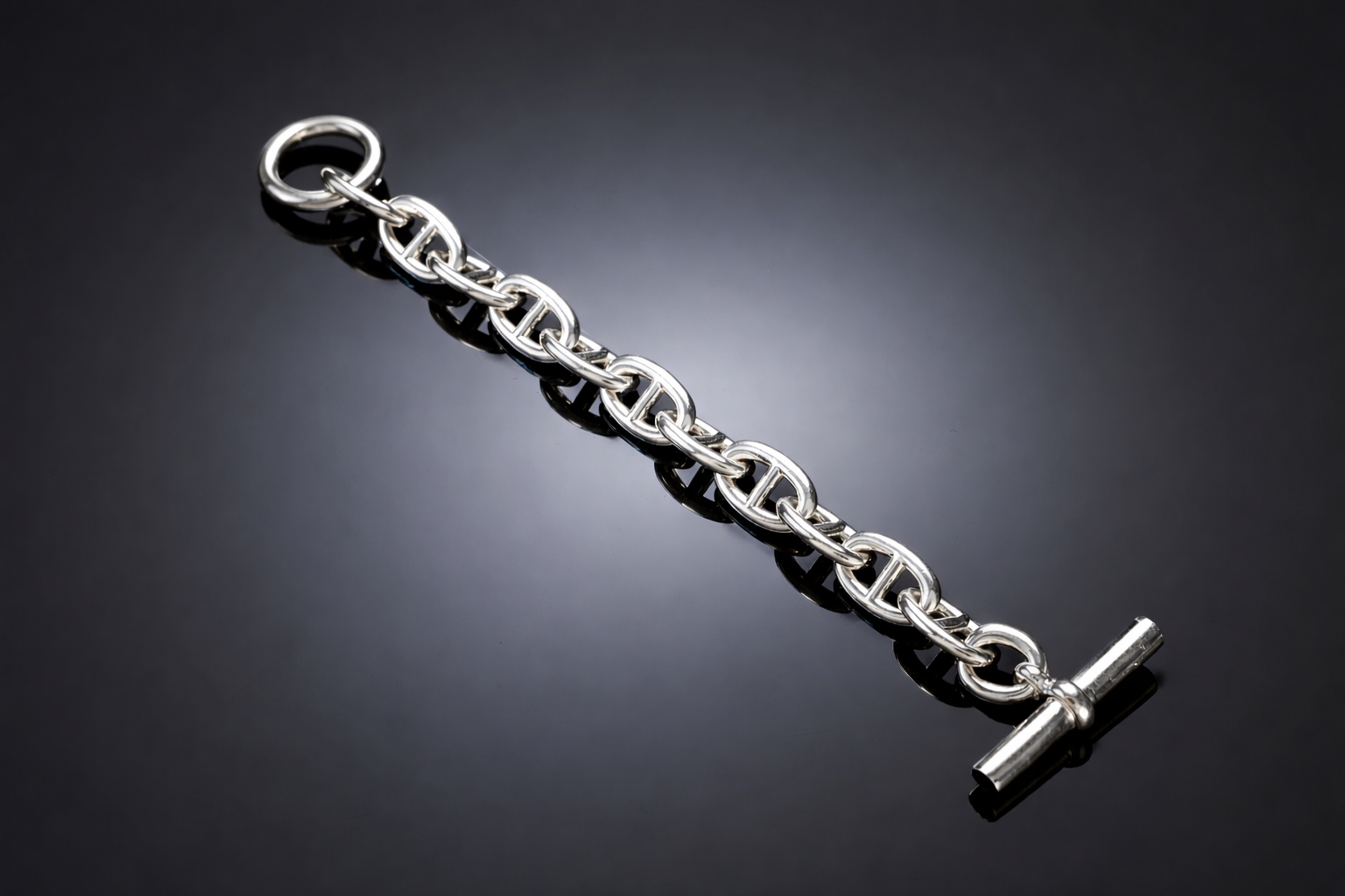 Bracelet Hermès chaîne d’ancre en argent grand modèle – 100,69 grammes – 22 cm-1