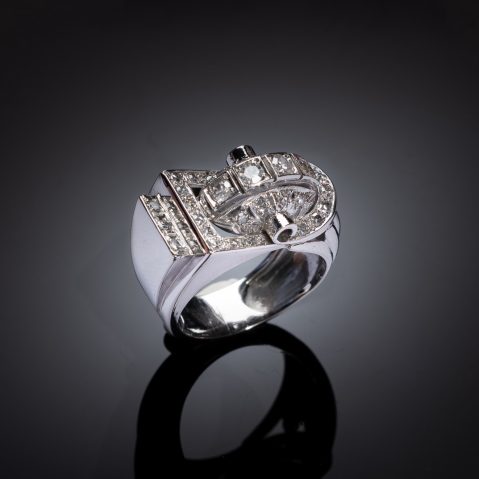 Bague moderniste diamants (1 carat)