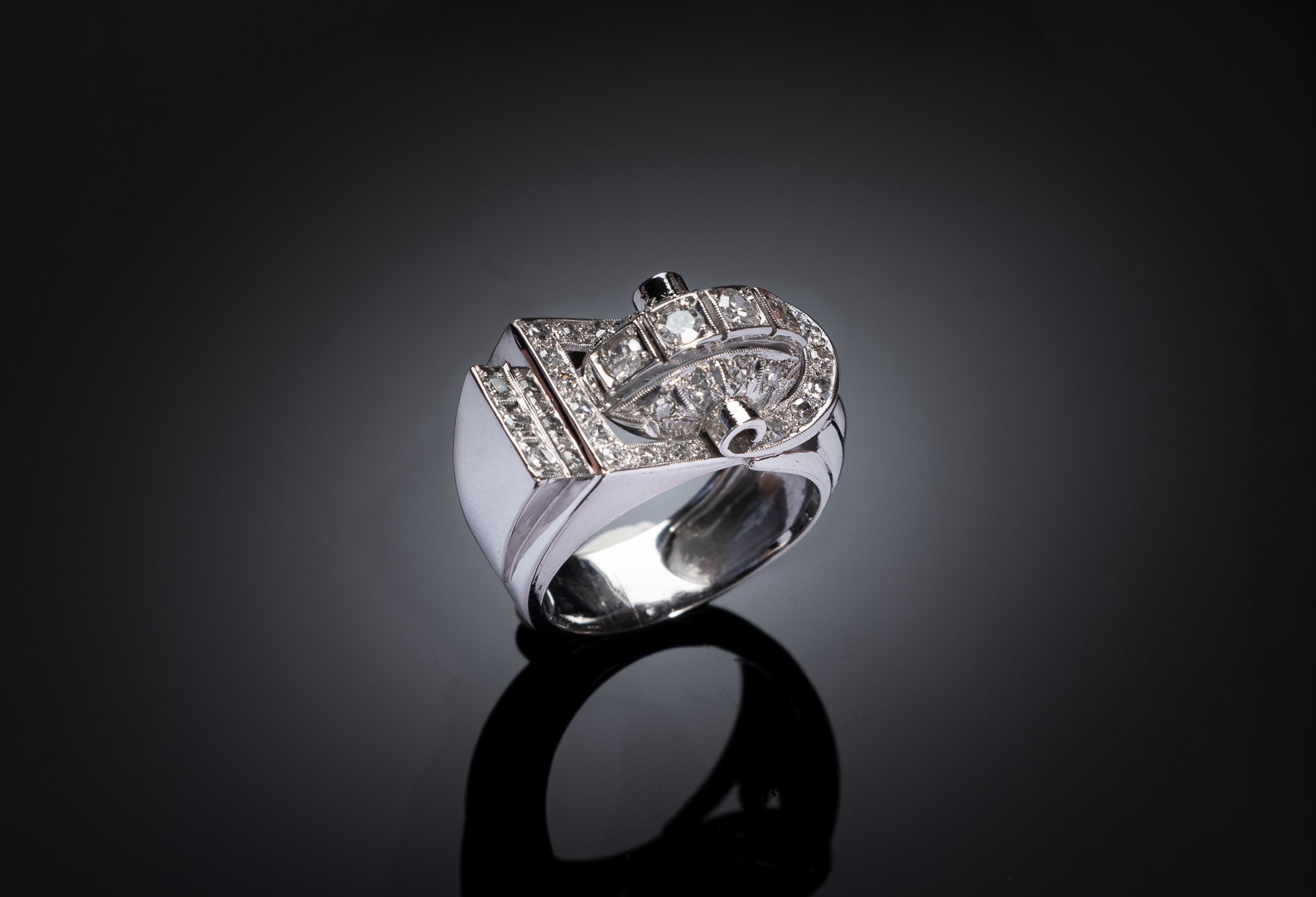 Bague moderniste diamants (1 carat)-1