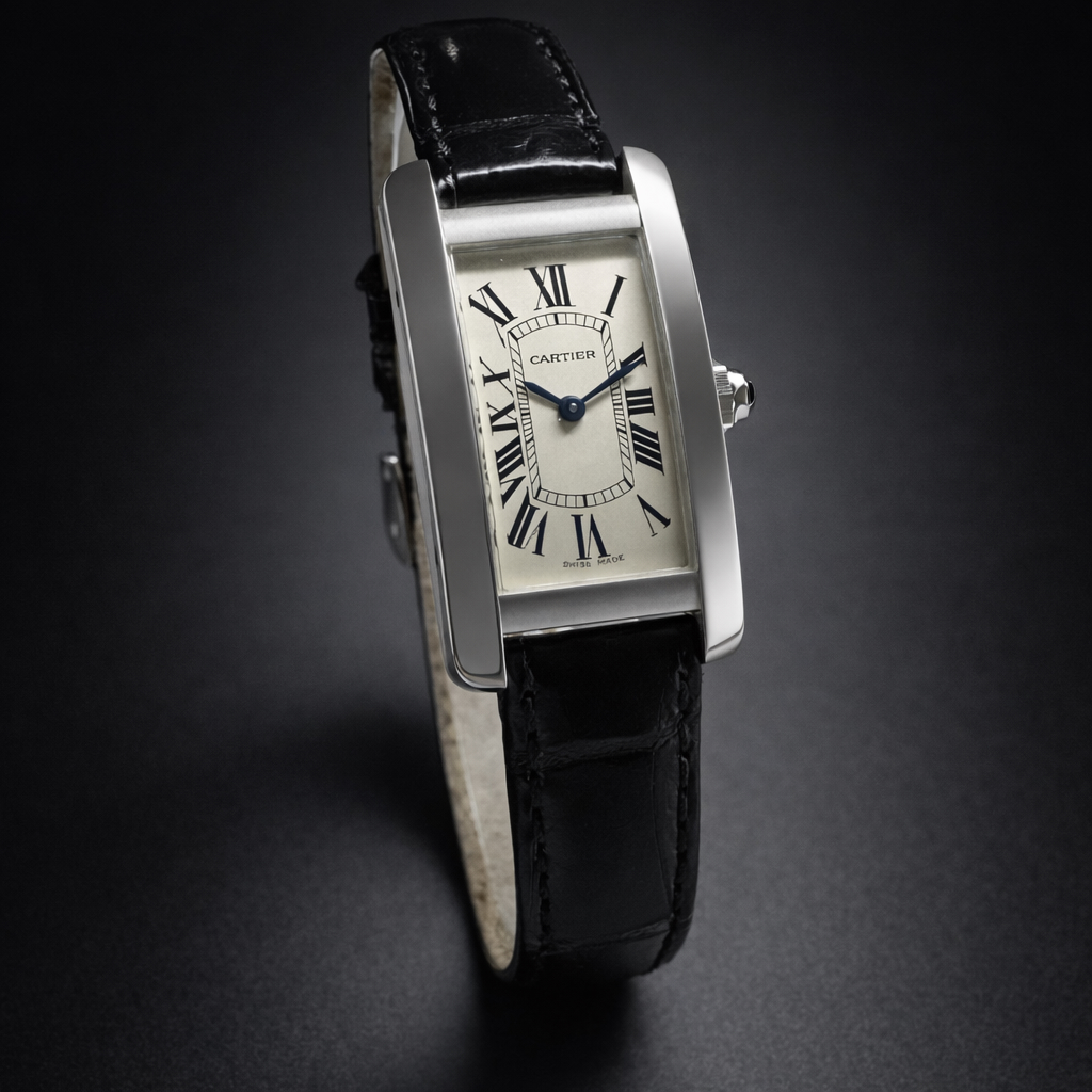 Montre Cartier Tank américaine or gris-1