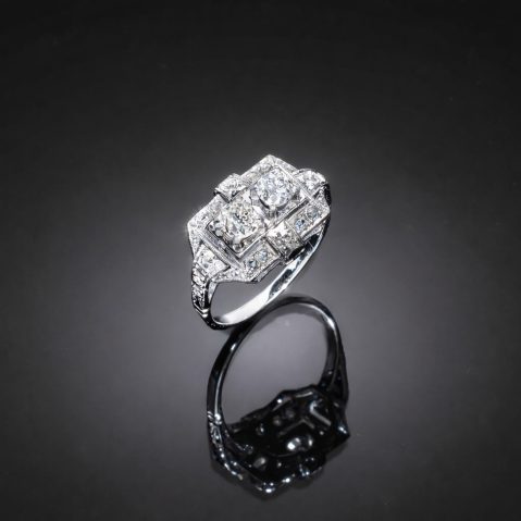 Bague Art Déco diamants en platine