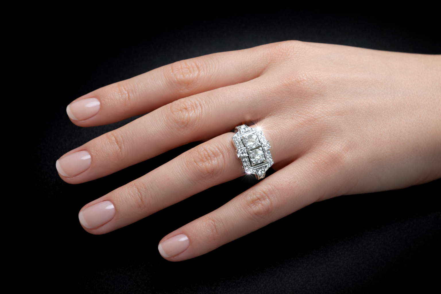 Bague Art Déco diamants en platine-2