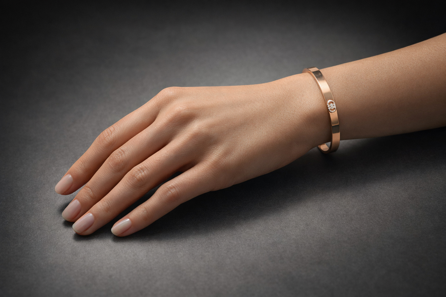 Bracelet Hermès chaîne d’ancre or rose diamants-2