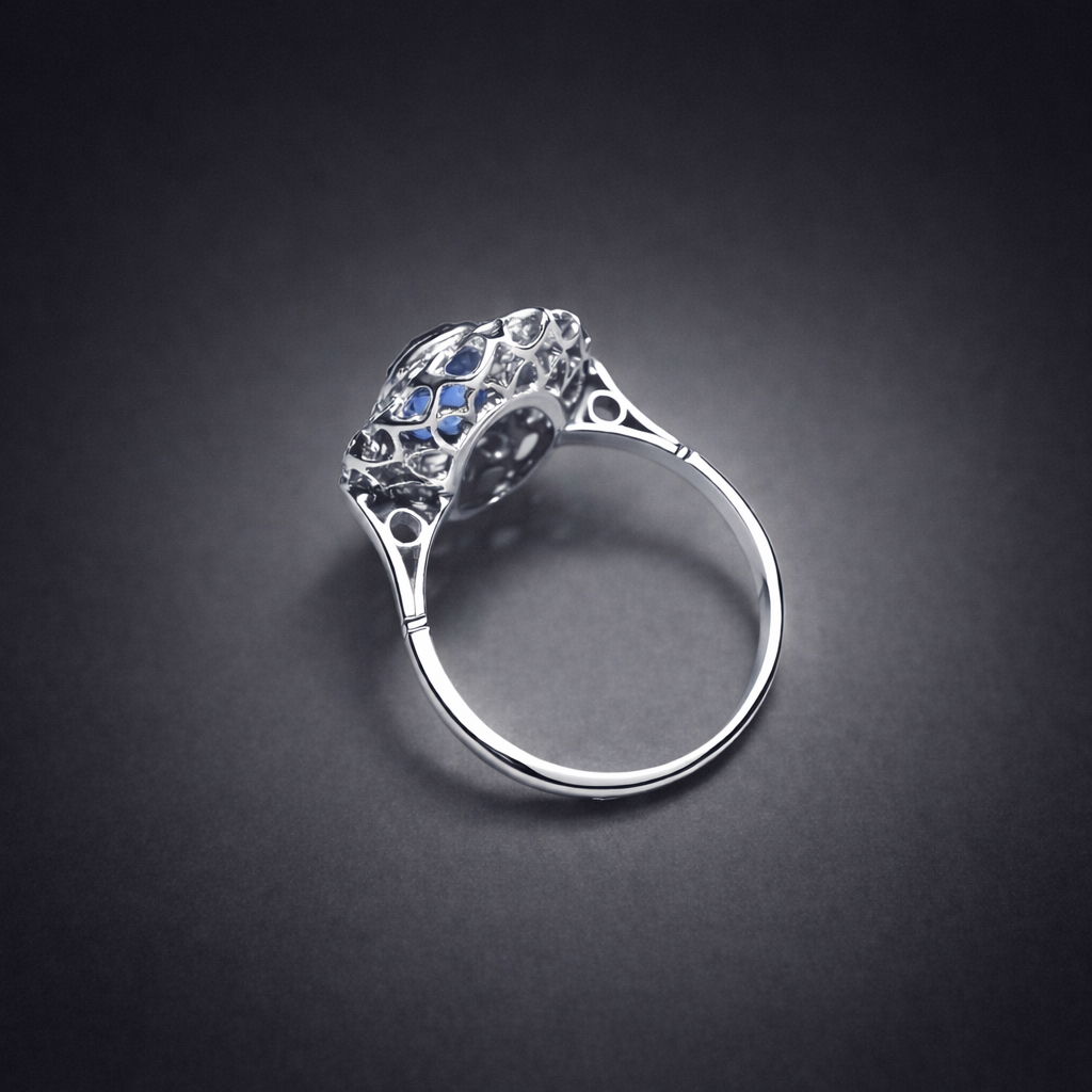 Bague Art déco saphir naturel, non chauffé de 3,11 carats (certificat laboratoire) et diamants. Travail français vers 1930.-2