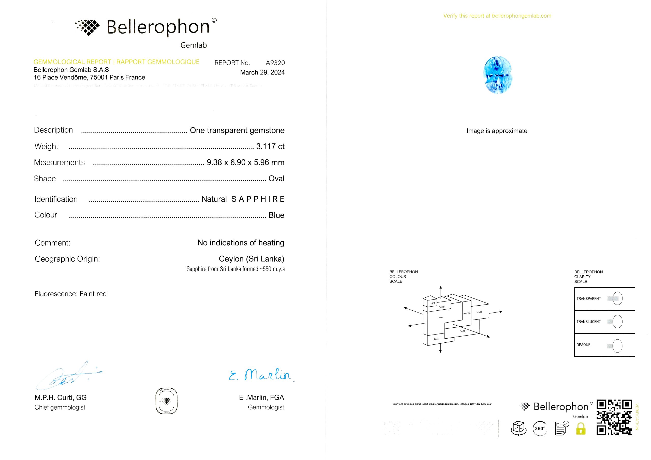 Bague Art déco saphir naturel, non chauffé de 3,11 carats (certificat laboratoire) et diamants. Travail français vers 1930.-4