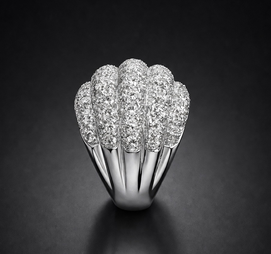 Bague dôme diamants brillant (2 carats – 20,10 grammes). Travail français.-2