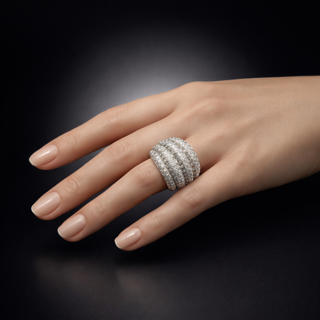 Bague dôme diamants brillant (2 carats – 20,10 grammes). Travail français.-3