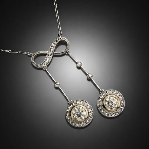 Collier dit négligé Art Déco diamants (principaux 2 x 0,80 carat)
