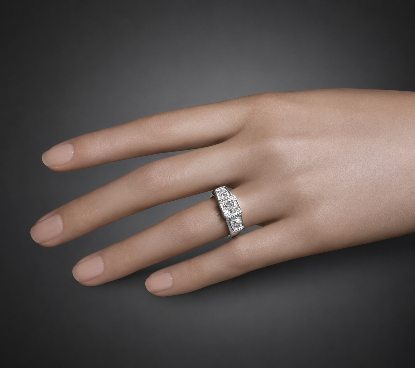 Bague Art déco trilogie diamantsBague Art déco trilogie diamants (1,10 carat)-2