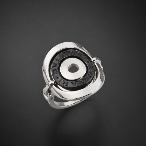 Bague Bulgari or gris et céramique