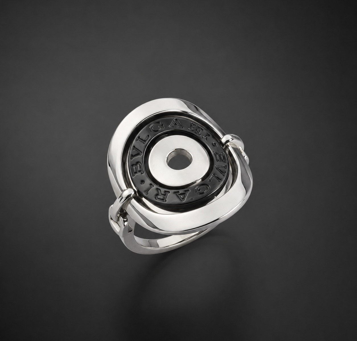 Bague Bulgari or gris et céramique-1