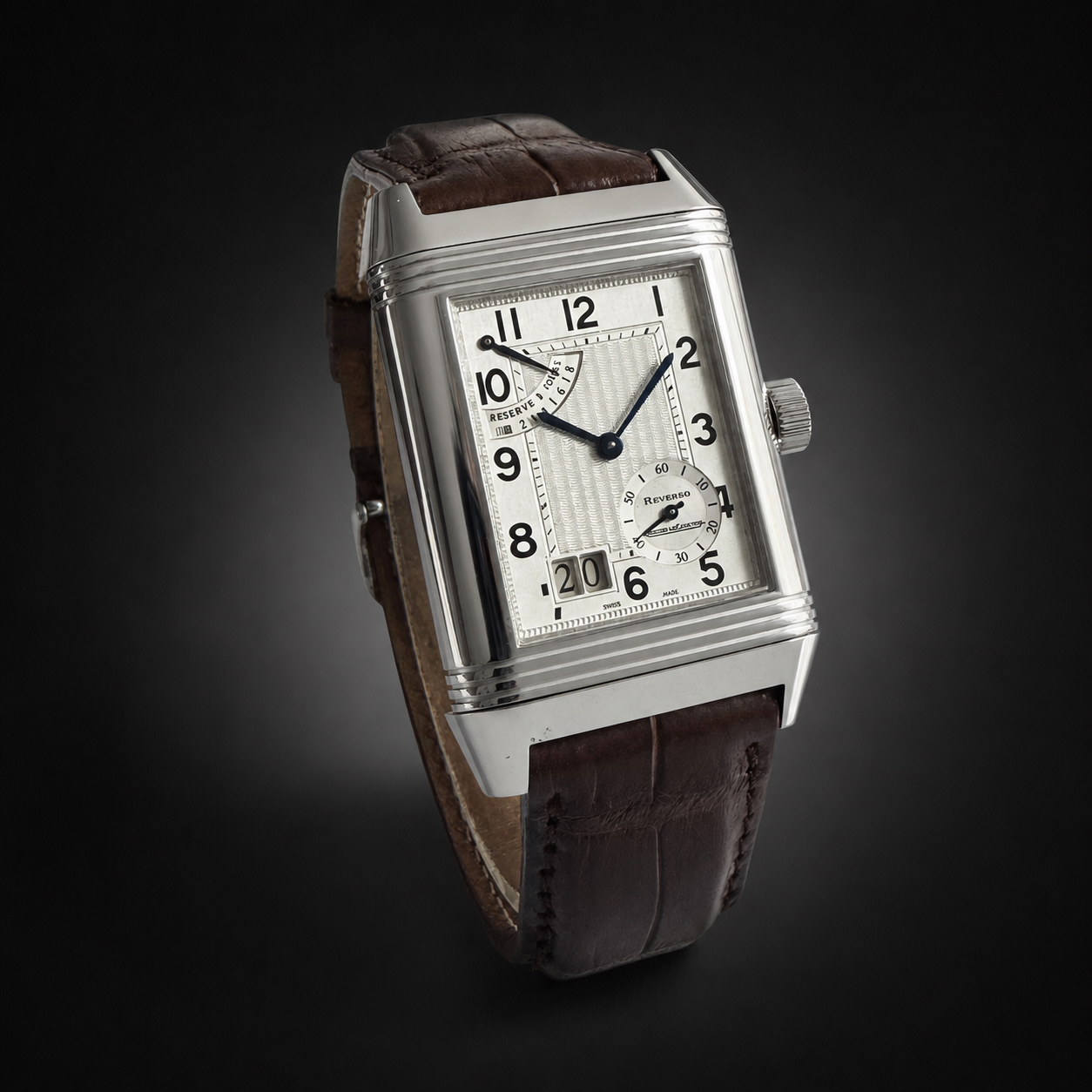 Montre Jaeger-LeCoultre Reverso Grande Date – Copie papiers d’origine, écrin de la marque et bracelet acier complémentaire-1