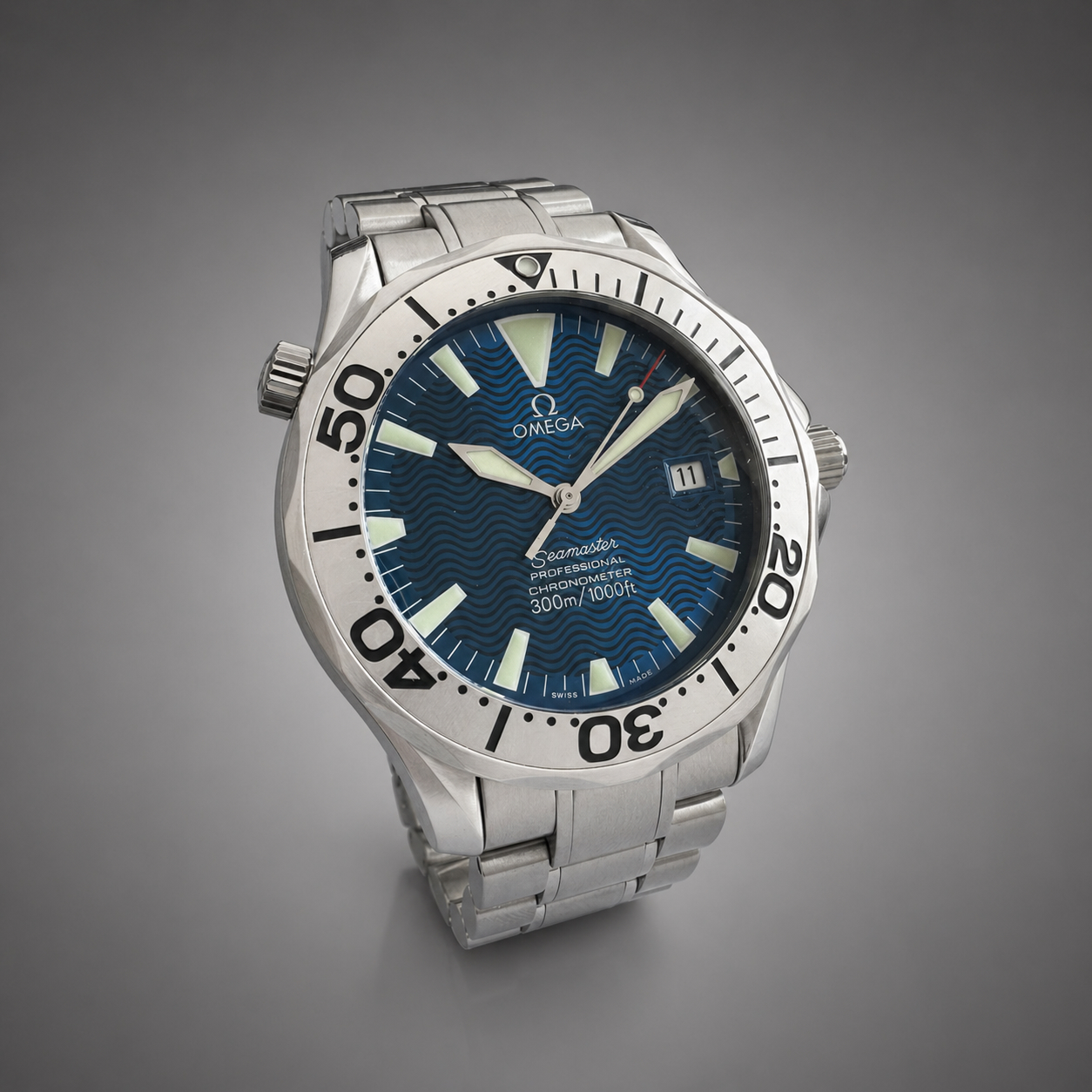Omega Seamaster Diver 300 M Professional 300M Blue Wave Dial – Full Set (papiers d’origine et écrin de la marque) – Révision avril 2026-1