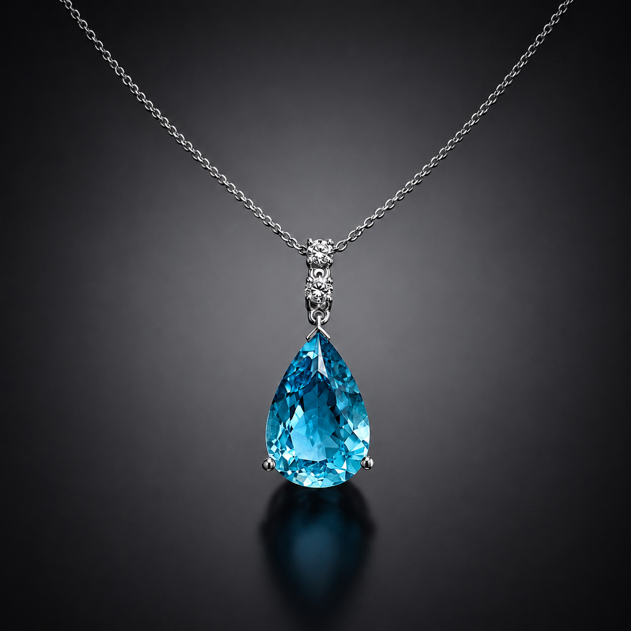Pendentif et sa chaîne aigue-marine Santa Maria (4,70 carats, certificat laboratoire)-1
