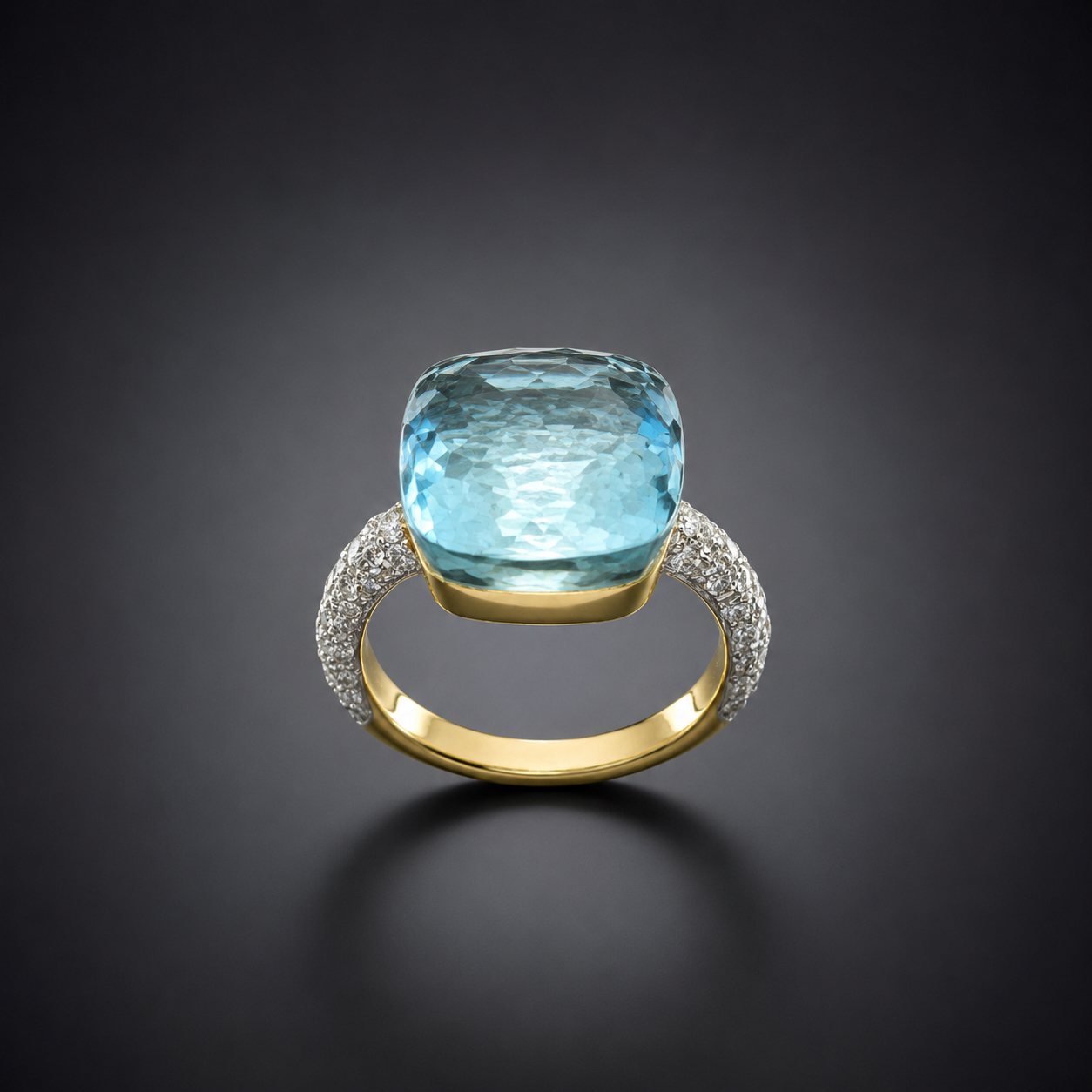 Bague Pomellato Nudo Maxi topaze bleue et diamants-1