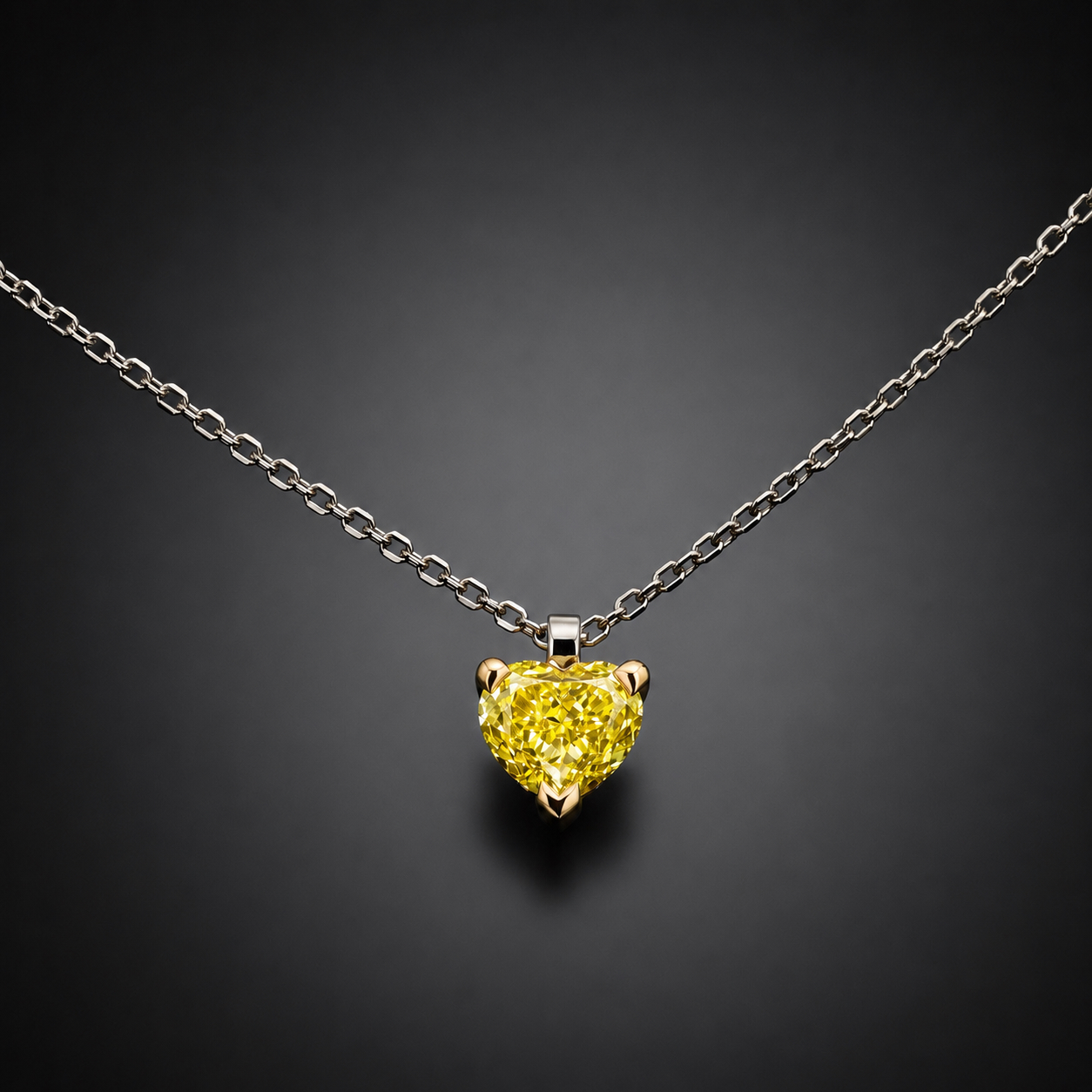 Pendentif et sa chaine diamant jaune, Fancy Deep Yellow VS1 (1,56 carat – certifié GIA)-1