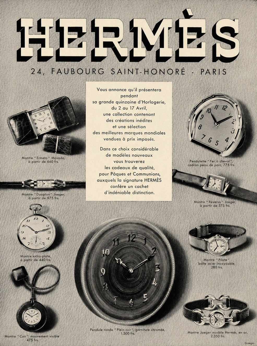 Montre Hermès vers 1935-2