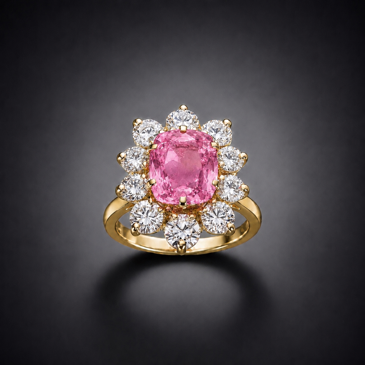 Bague vintage saphir naturel rose intense taille coussin de 3,02 carats (certificat laboratoire) diamants-1