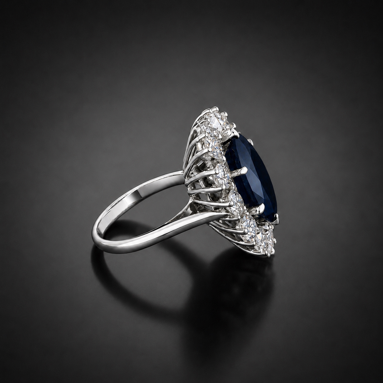 Importante bague vintage saphir non chauffé de 5,22 carats (certificat laboratoire) et diamants (1,20 carat)-2