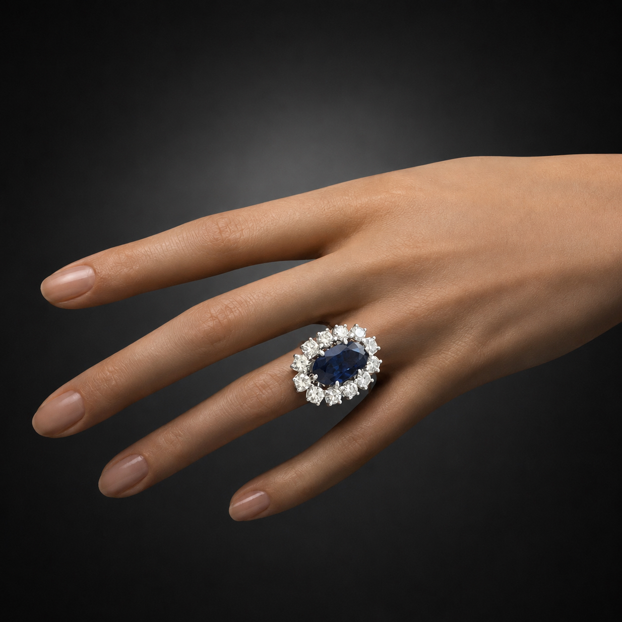 Importante bague vintage saphir non chauffé de 5,22 carats (certificat laboratoire) et diamants (1,20 carat)-3