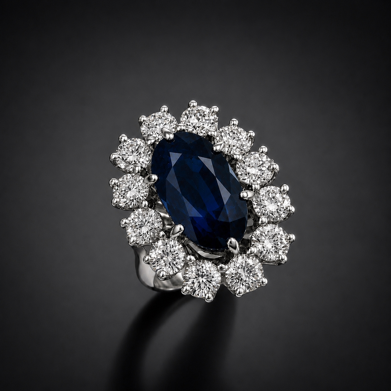 Importante bague vintage saphir non chauffé de 5,22 carats (certificat laboratoire) et diamants (1,20 carat)-1