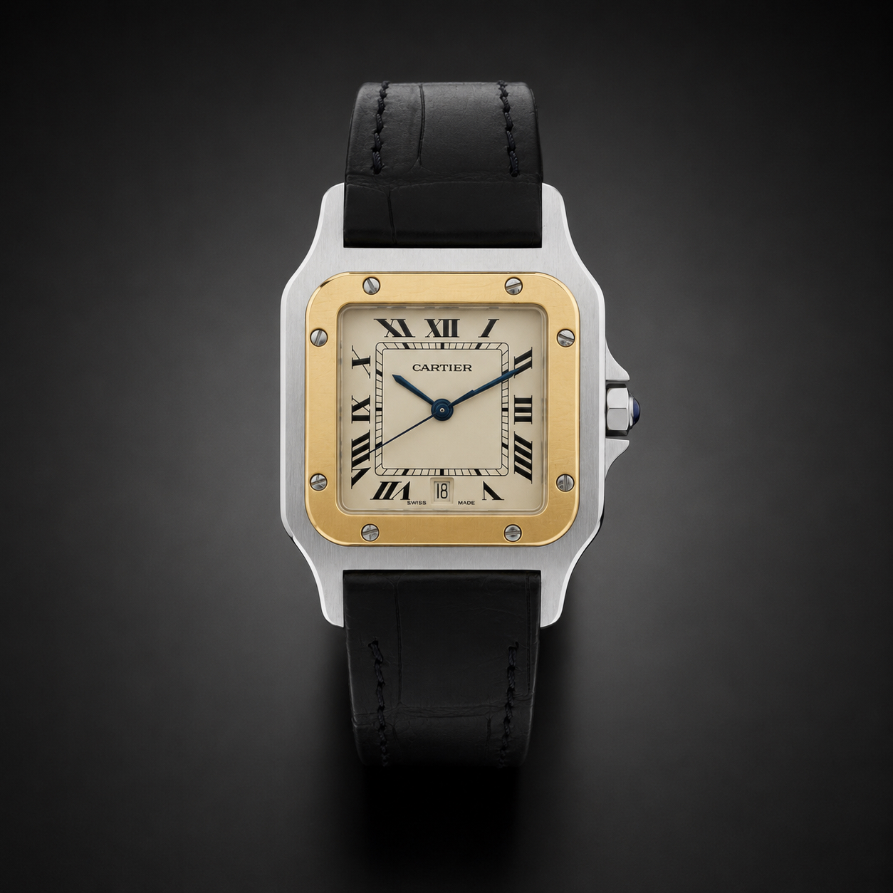 Montre Cartier Santos Galbée or et acier-1