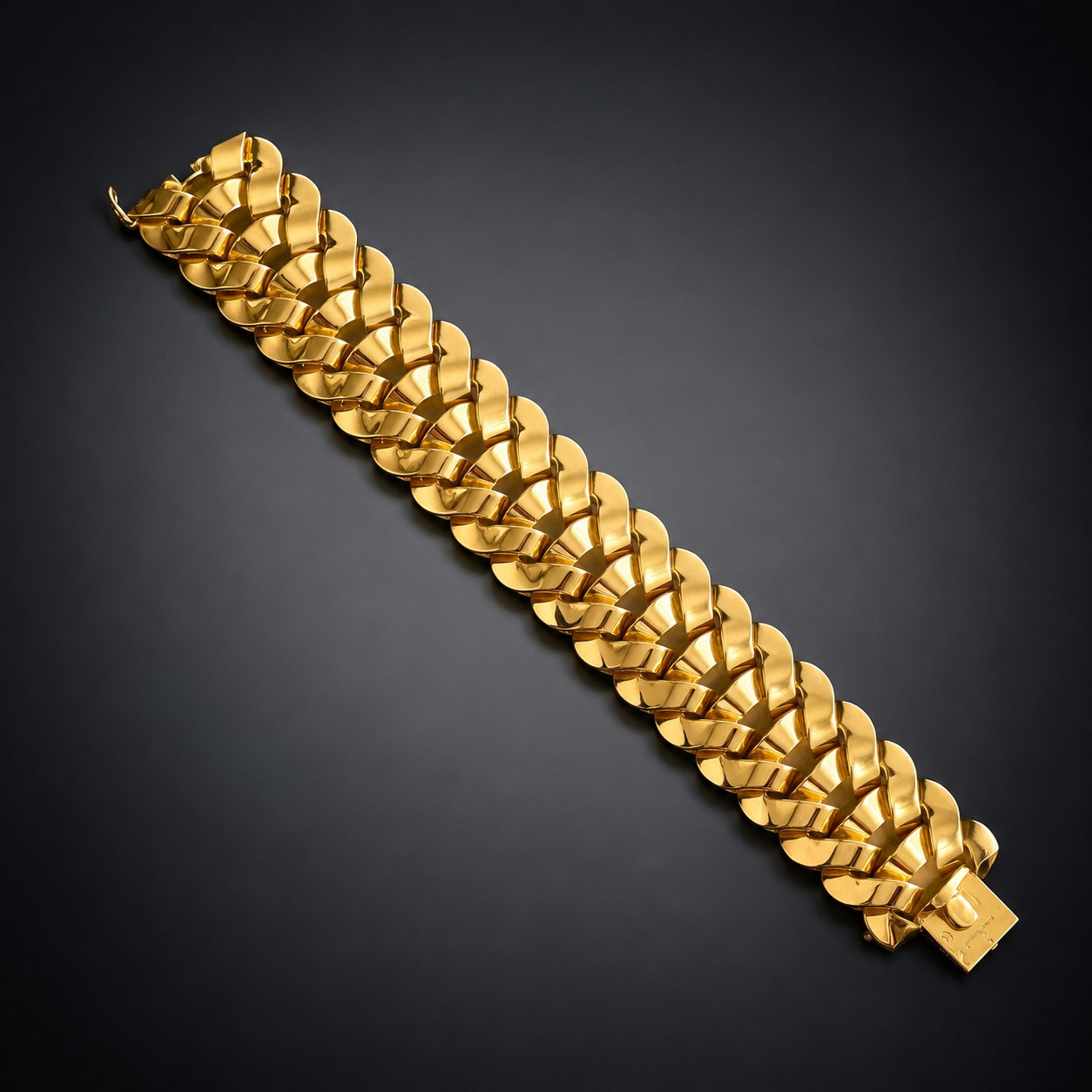 Important bracelet Mauboussin en or vers 1945 – 1955 avec son écrin-2