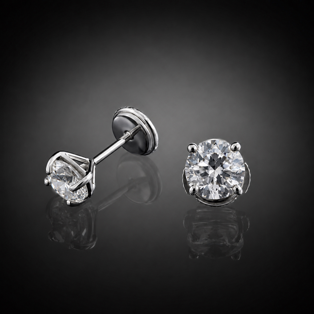 Boucles d’oreilles diamants brillant (2 carats, E VS2, Certificats IGI)-1