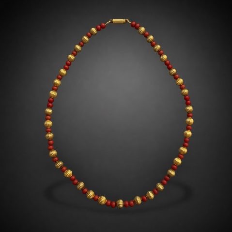 Collier vers 1970 corail et or
