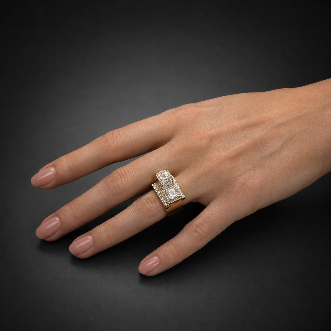 Bague Tank diamants (environ 2,10 carats) vers 1940-3