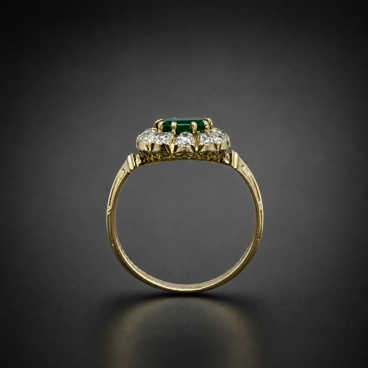 Bague fin XIXe siècle émeraude de Colombie sans aucun traitement (examen du Laboratoire Français de Gemmologie). Travail français.-2