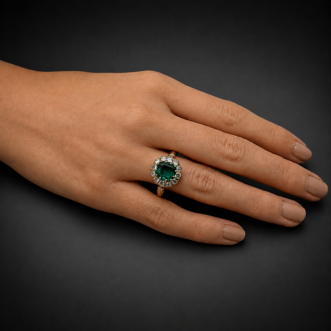 Bague fin XIXe siècle émeraude de Colombie sans aucun traitement (examen du Laboratoire Français de Gemmologie). Travail français.-3