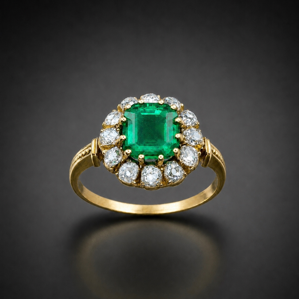 Bague fin XIXe siècle émeraude de Colombie sans aucun traitement (examen du Laboratoire Français de Gemmologie). Travail français.-1