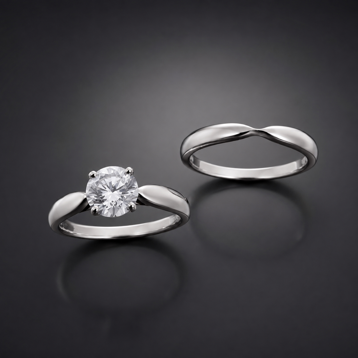Solitaire Tiffany diamant (0,80 carat – F VS2 – certificat) avec son alliance en platine-2