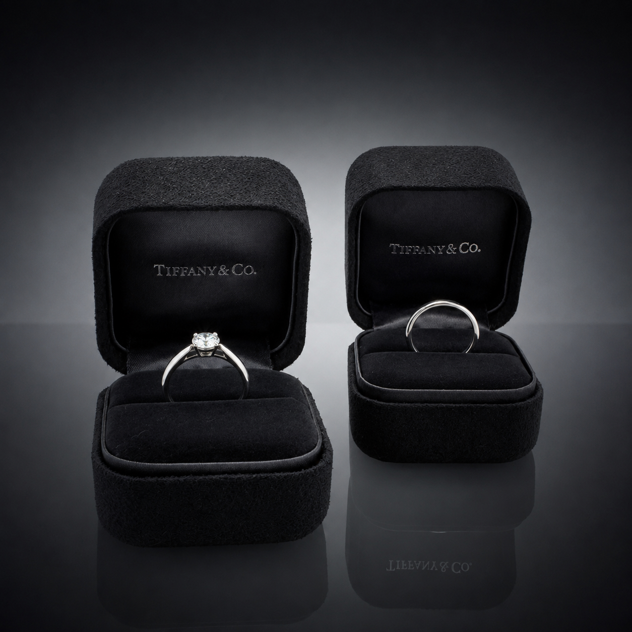 Solitaire Tiffany diamant (0,80 carat – F VS2 – certificat) avec son alliance en platine-1