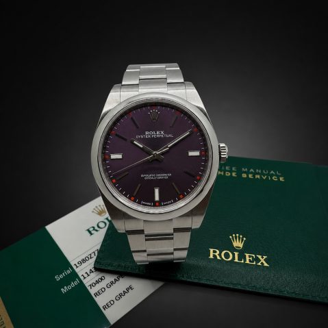 Montre Rolex Oyster Perpetual cadran violet 39 mm – Full set : documents d’origine et écrin – Révision juin 2026