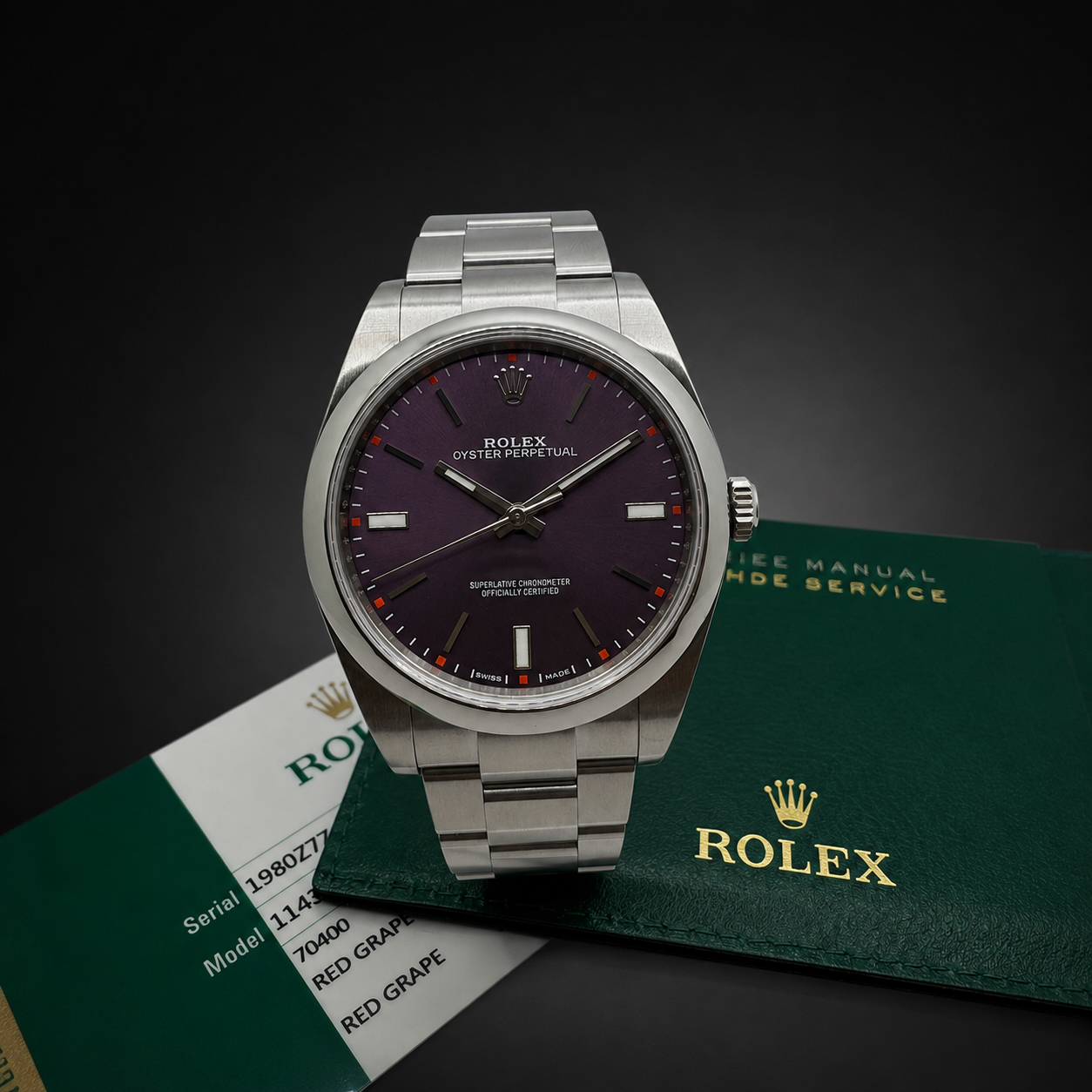 Montre Rolex Oyster Perpetual cadran violet 39 mm – Full set : documents d’origine et écrin – Révision juin 2026-1