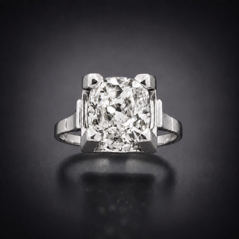 Bague diamant taille ancienne 3,63 carats (certificat HRD) Art déco