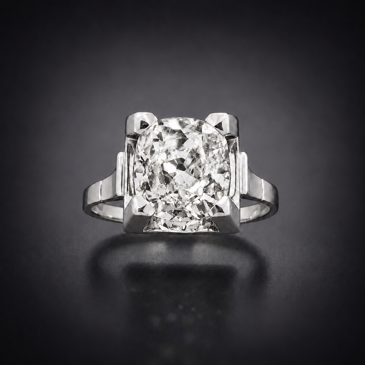 Bague diamant taille ancienne 3,63 carats (certificat HRD) Art déco-1